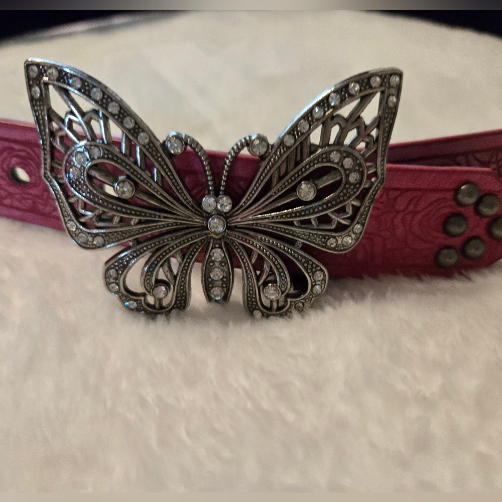 Pink Rhinestone Butterfly Buckle Belt - Picture 5 of 5